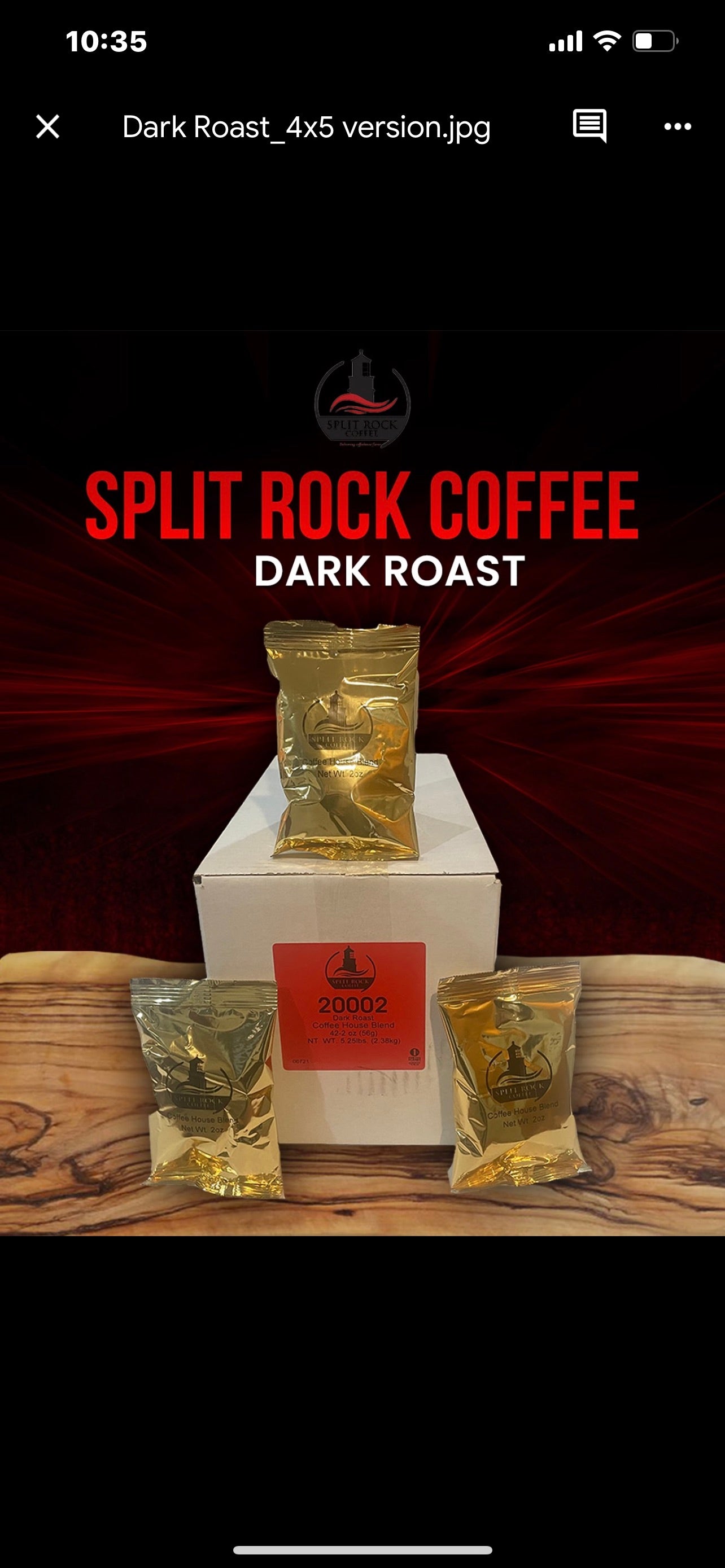 Split Rock Coffee™ Dark Roast – 2.0 oz., Frac Pac Case of 42