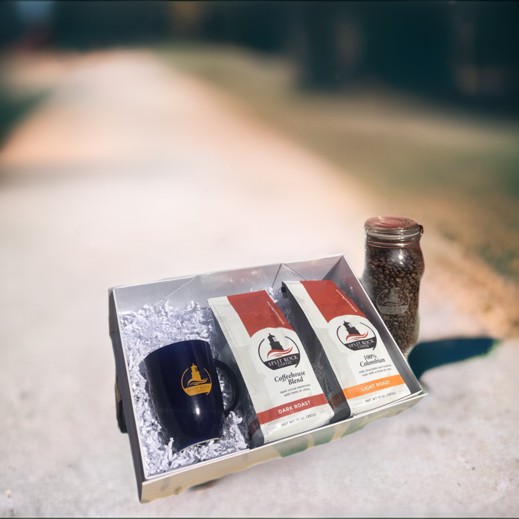 2 - 10 oz. Medium Roast Breakfast Blend coffee with a Split Rock Coffee Mug